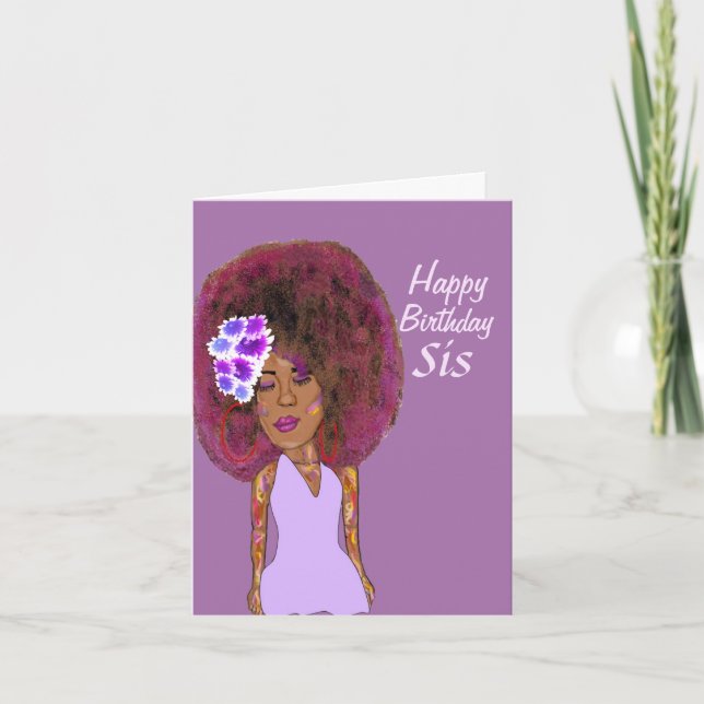 Sister African American Happy Birthday Card Karte (Vorderseite)