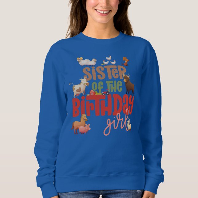 Sister Barn Animals Farm Land Geburtstag Crew Sweatshirt (Vorderseite)