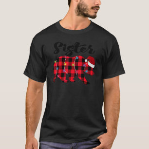 Sister Bear Buffalo Kariert Lights Christmas Paj T-Shirt