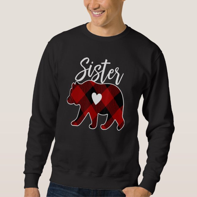 Sister Bear Christmas Buffalo Plaid Red White & Bl Sweatshirt (Vorderseite)