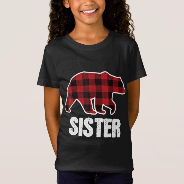 Sister Bear Christmas Pajama Red Kariert Buffalo F T-Shirt (Vorderseite)