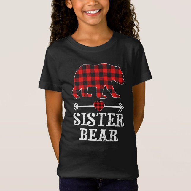 Sister Bear Christmas Pajama Red Kariert Buffalo T-Shirt (Vorderseite)