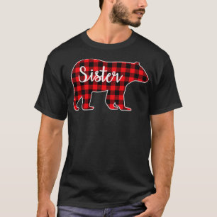 Sister Bear Red Kariert Family Matching Christmas T-Shirt
