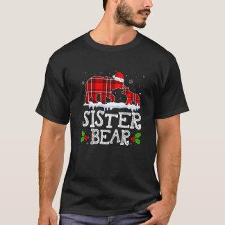 Sister Bear Women Red Kariert Christmas Pajama Fam T-Shirt