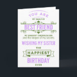 Sister Best Friend Birthday Card Karte<br><div class="desc">Schwester Best Friend Geburtstagskarte mit sentimental Gedanken. Im Inneren ist Ihre persönliche Nachricht leer</div>