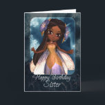Sister Birthday Card - Cute Blue Fairy Karte<br><div class="desc">Sister Birthday Card - Cute Blue Fairy</div>