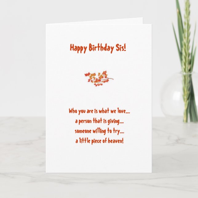 Sister Birthday Card Karte (Vorderseite)