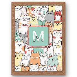 Sister Birthday Cat Kätzchen Name Monogram Kids Fotodruck