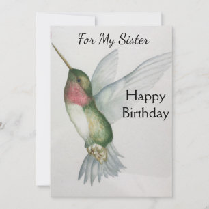 Sister Birthday Hummingbird Elegante Wasserfarbe