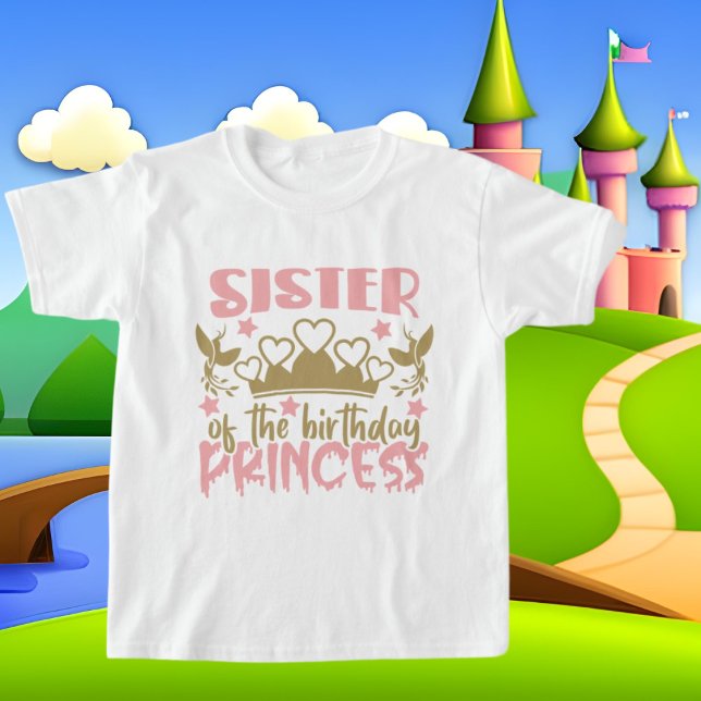 Sister Birthday Princess Word Art T-Shirt (Von Creator hochgeladen)
