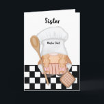 Sister Birthday Whimsical Gnome Koch Cooking Karte<br><div class="desc">Der karierte Hintergrund fügt eine Touch von Nostalgie und Wärme hinzu, die an gemütliche Küchen und familiäre Ansammlungen erinnert. Der Topfhalter und der Holzlöffel betonen das kulinarische Thema und vermitteln ein Gefühl von Festlichkeit und köstlichen Köstlichkeiten. Diese Karte vermittelt nicht nur Geburtstagswünsche Ihrer Schwester, sondern bringt auch eine spielerische und...</div>