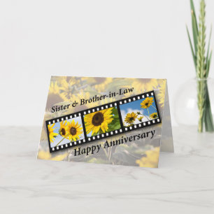 Sister & Brother-in-Law, Anniversary Sunflower Fil Karte