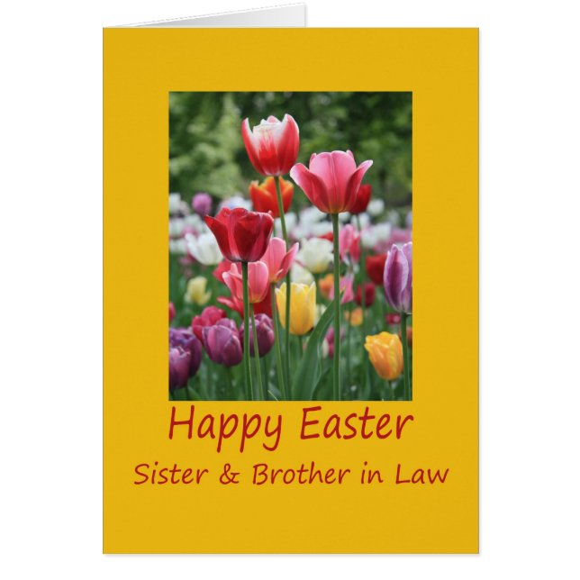 Sister + Brother in Law Happy Easter Tulip card (Vorne)