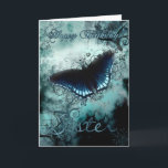 Sister Butterfly Birthday Card - Blue Butterfly Bi Karte<br><div class="desc">Sister Butterfly Geburtstagskarte - Blue Butterfly Geburtstagskarte</div>