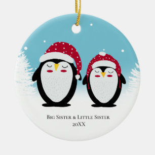 Sister Christmas Family penguins Decoration Keramik Ornament