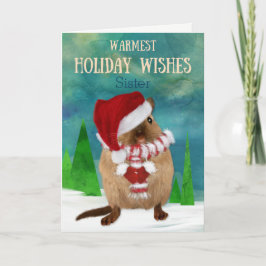 Sister Christmas Gerbil Weihnachtsmannmütze in Win Feiertagskarte