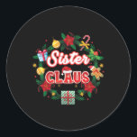 Sister Claus Christmas Santa Laurel Wreath Mistlet Runder Aufkleber<br><div class="desc">Sister Claus Christmas Santa Laurel Wreath Mistletoe Merry</div>