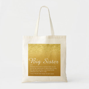 Sister Definition Script Gold Glitter Glam Tragetasche