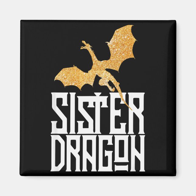 Sister Dragon Christmas Matching Family Tribe Girl Magnet (Vorne)