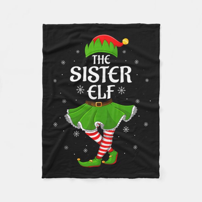 Sister Elf Christmas Family Girls Women Elf Squad  Fleecedecke (Vorderseite)