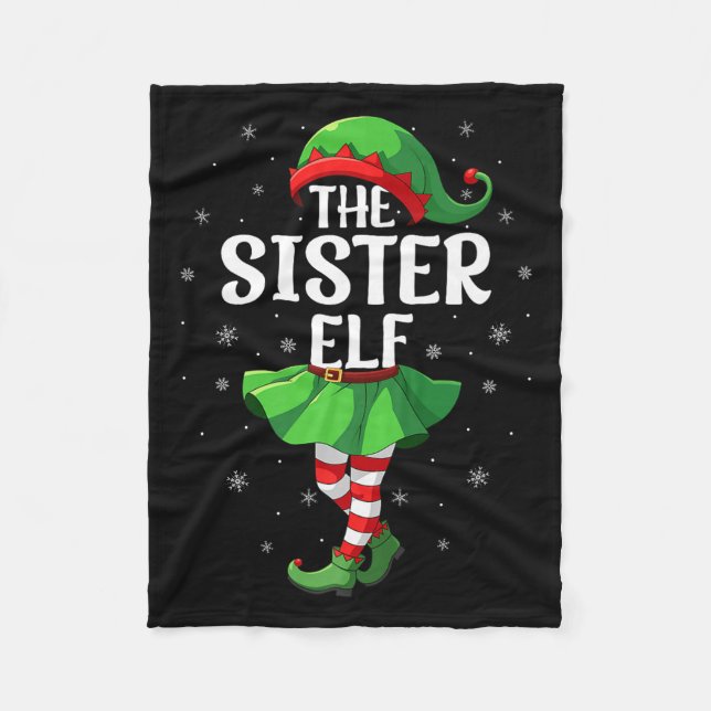 Sister Elf Christmas Girls Women Elf Squad Xmas Fa Fleecedecke (Vorderseite)