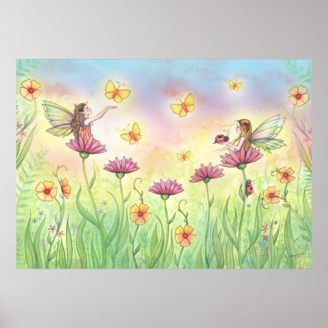 Sister Fairies in Garden Poster (Vorne)