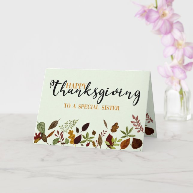 Sister Fall Foliage Erntedank Card Karte (Orchidee)