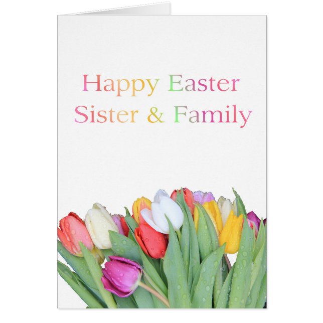 Sister + Family Happy Easter Tulip card (Vorne)