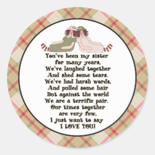 Sister fun Family Cartoon Aufkleber