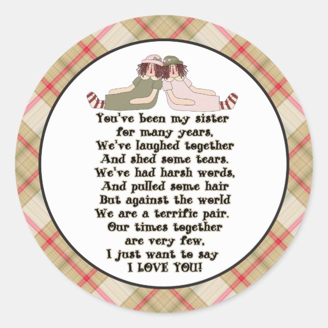 Sister fun Family Cartoon Aufkleber (Vorderseite)