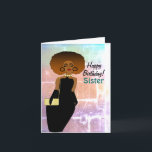 Sister Funny African American Happy Birthday Karte<br><div class="desc">Diese lustige Happy Birthday Card beinhaltet eine afrikanisch-amerikanische Dame mit einem Afro,  das ein Pocketbook trägt. Hol dir diese lustige Karte für deine Schwester und zeig ihr,  wie viel sie dachte.</div>