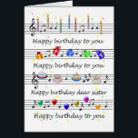 Sister Funny Happy Birthday Song Sheet Music<br><div class="desc">Eine lustige Art,  deiner Schwester einen glücklichen Geburtstag zu wünschen. Diese Karte hat alles,  Kuchen,  Kerzen,  Ballons,  Geschenke und mehr Kuchen! Singen Sie ein Geburtstagslied und wünschen Sie einen glücklichen Geburtstag mit einer lustigen Geburtstagskarte.</div>