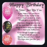 Sister Geem - Happy Birthday Design Quadratischer Aufkleber<br><div class="desc">Ein tolles Geschenk für die Schwester zum Geburtstag</div>