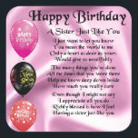 Sister Geem - Happy Birthday Design Quadratischer Aufkleber<br><div class="desc">Ein tolles Geschenk für die Schwester zum Geburtstag</div>