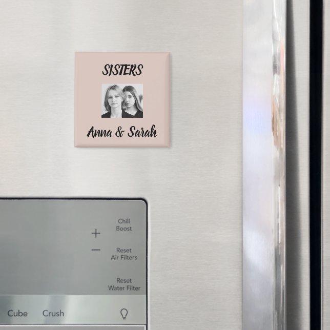 Sister Gift Magnet – Personalized with Names&Photo (In Situ (Kühlschrank))