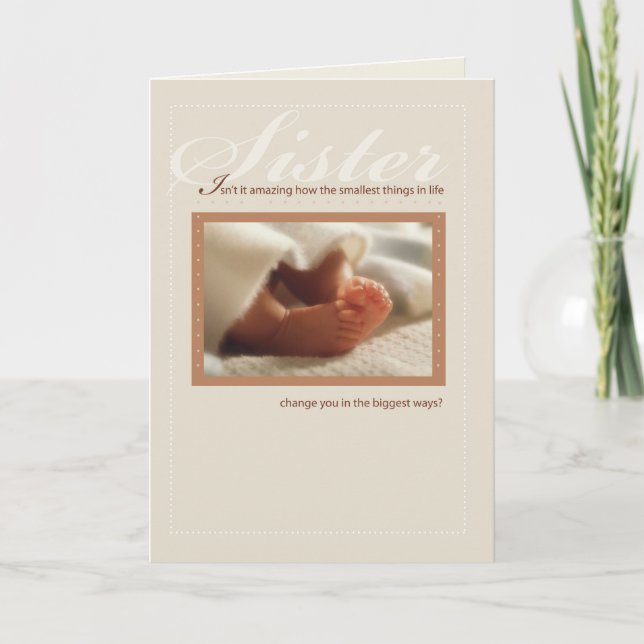 Sister Gratulationen New Baby Feet Karte (Vorderseite)