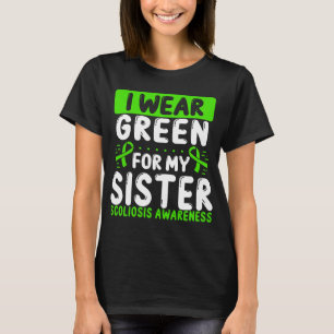 Sister Green Ribbon Twin Scoliosis Awareness T-Shirt