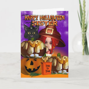 Sister Halloween Kürbiskürbis Kürbislaterne Karte