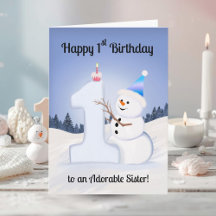 Sister Happy 1. Geburtstag Schneemann Bauen