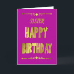 Sister Happy Birthday Modern Gold Typografy Card Karte<br><div class="desc">Eine moderne, rosa und goldfarbene, stilvolle feminine Typografie-Geburtstagskarte mit Polygonrändern oben und unten. Eine schöne Art, deinen Geburtstag zu versenden, wünscht deiner Schwester. Die Karte kann angepasst werden, indem Sie den Titel von Sister in , Tante, Tochter Schwiegermutter ändern oder sogar einen Namen Ihres Arbeitskollegen oder Angestellten hinzufügen. Dann personalisieren...</div>