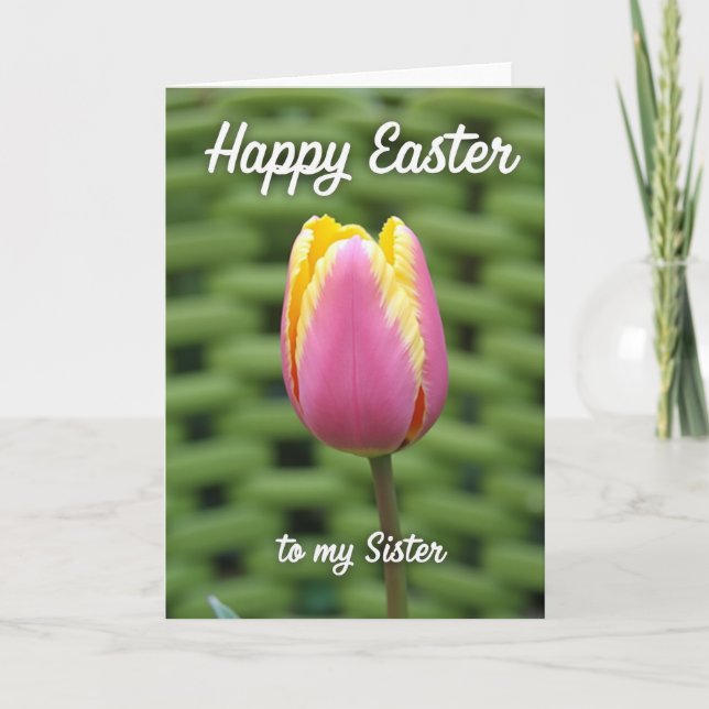 Sister Happy Easter Tulip Photo Card Karte (Vorderseite)