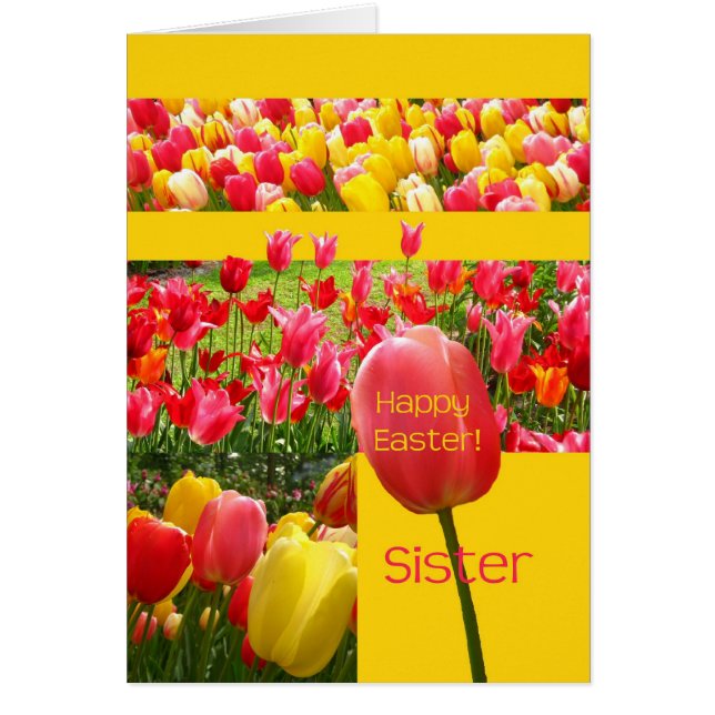 Sister Happy Oaster Tulip Karte (Vorne)