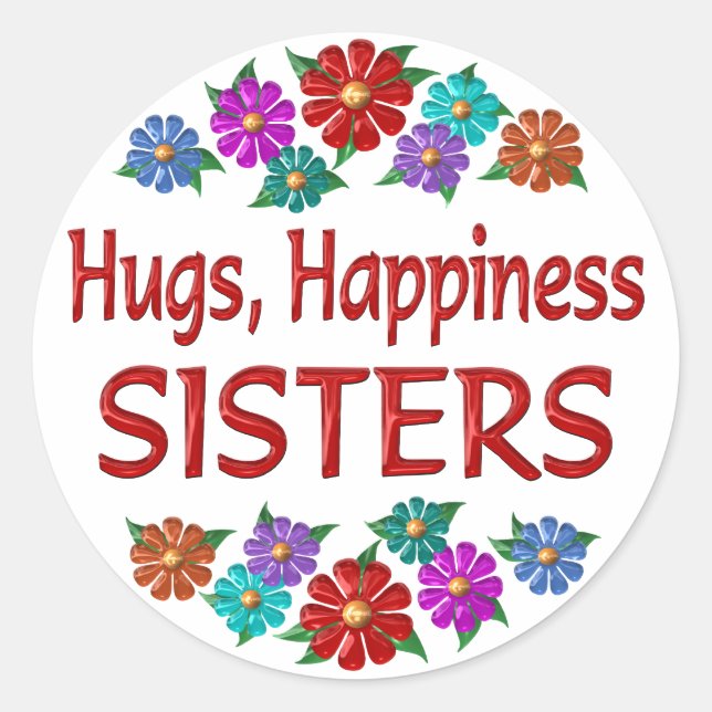 Sister Hugs Runder Aufkleber (Vorderseite)