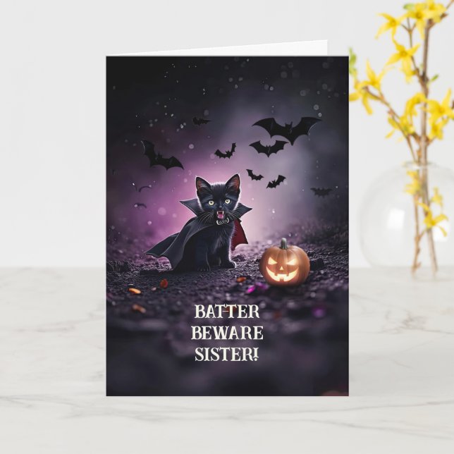 Sister Humour Funny Halloween Niedlich Karte (Gelbe Blume)