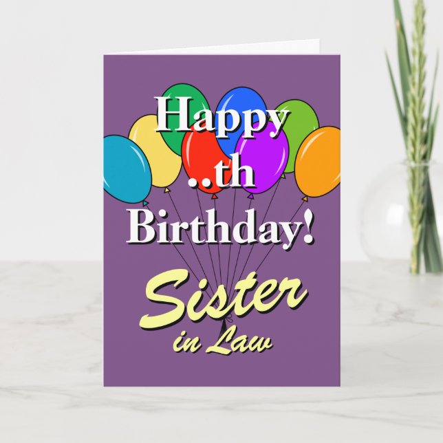 Sister in law Birthday card with colored ballons Karte (Vorderseite)