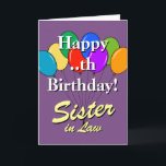 Sister in law Birthday card with colored ballons Karte<br><div class="desc">Sister in law Happy Birthday card with colored ballons. Personalisierbares Digitalisieren. Colorful template design for inlaws and other family members. Custom greeting cards for festive celebrations.</div>