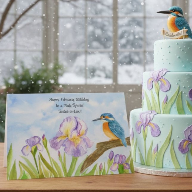 Sister-in-Law Happy February Birthday Kingfisher Karte (Von Creator hochgeladen)