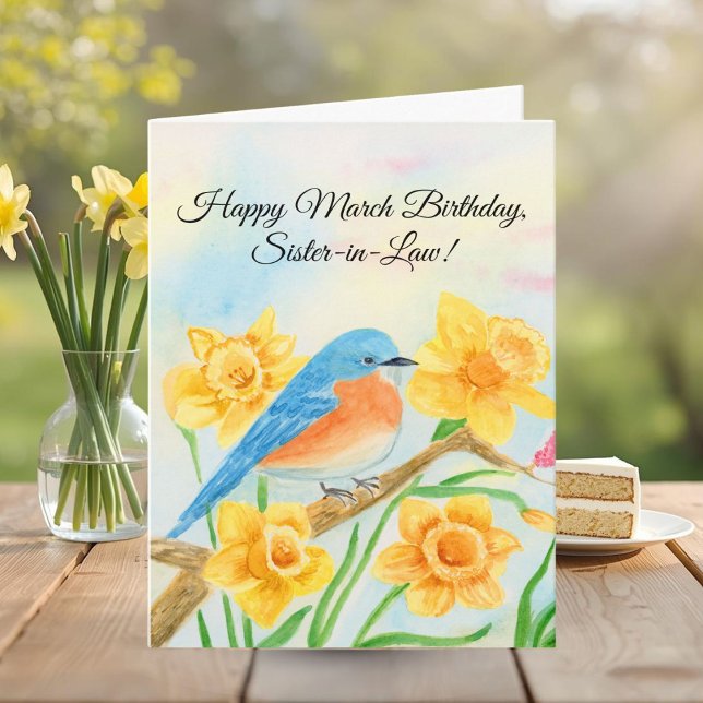 Sister-in-Law Happy March Birthday Blue Bird  Karte (Von Creator hochgeladen)