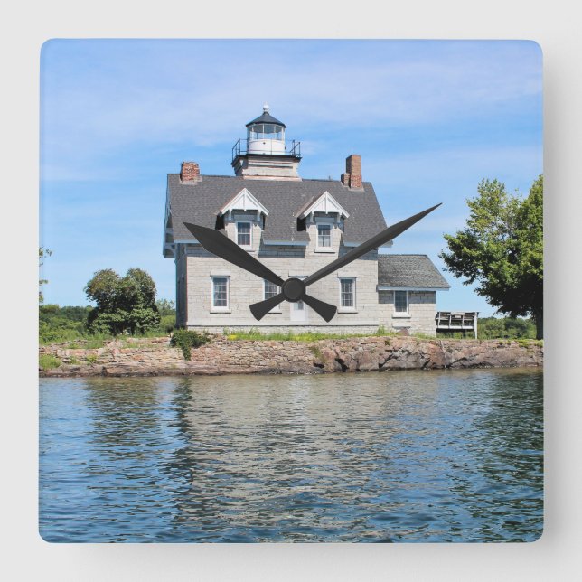 Sister Islands Lighthouse, 1.000 Inseln New York Quadratische Wanduhr (Vorderseite)
