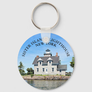 Sister Islands Lighthouse, New York Round Keyring Schlüsselanhänger